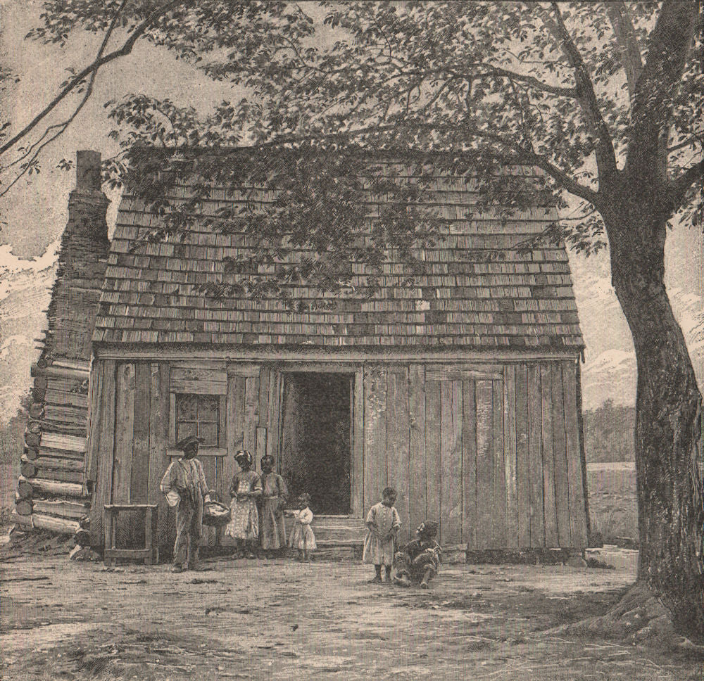 House of Negro family in Florida. United States 1885 old antique print picture